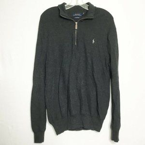 Polo Pullover Cardigan Men L Gray 1/2 Zipper Front